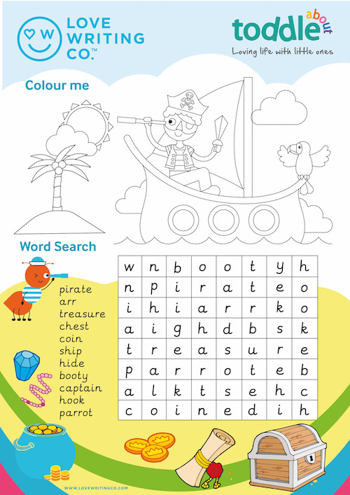 Colour in and Word Search Activity Sheet  image