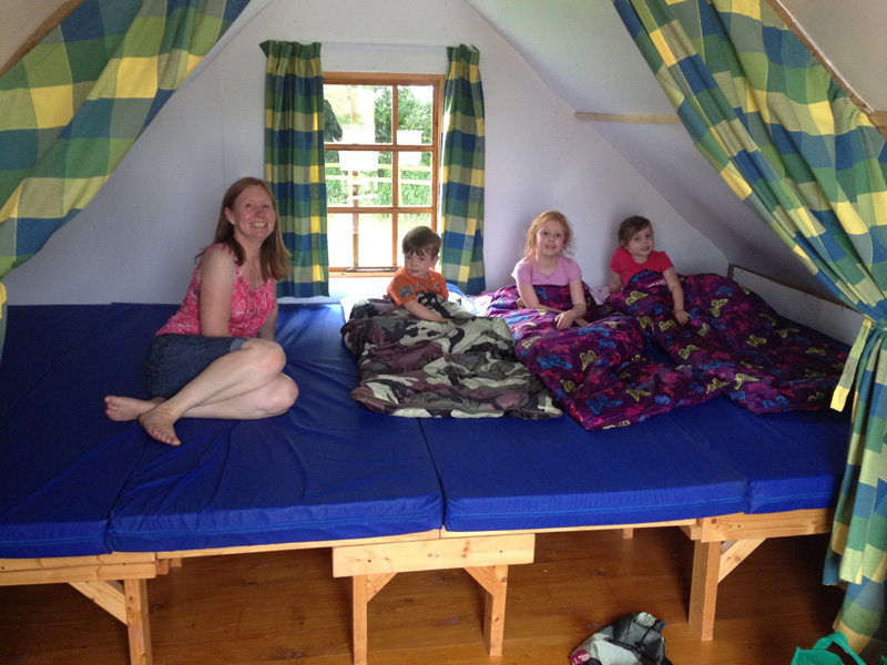 The sleeping area is one big bed, with plenty of space for 2 adults and 3 children. 